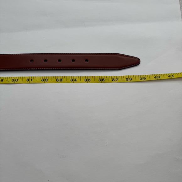 Duchamp London Brown Leather Belt Size 34 Men\'s Contrast Stitch Silver Buckle